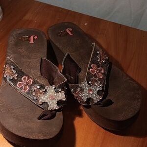 Justin Boots Rhinestone Bling Sandals Size 9